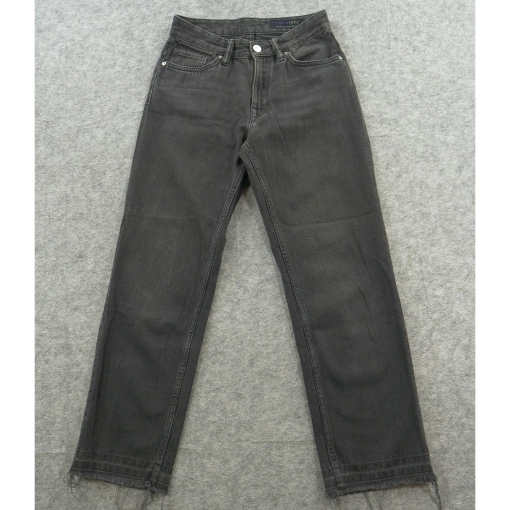 All Saints Jeans Womens 26 Gray AVA High Rise Straight Crop Raw Hem Streetwear